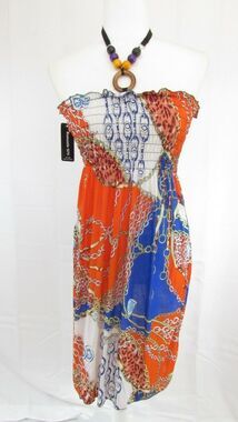 Romantic Sini Halter Multi-Color Wrinkle Free Summer Sun Dress Medium M 500
